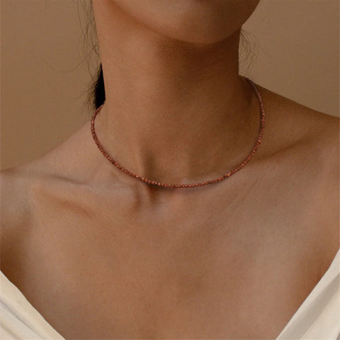 Elle Natural Stone Colorful Layering Choker Necklace