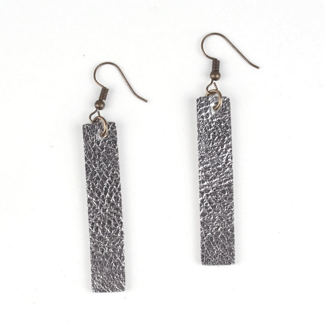 Silver Leather Strip Earrings inspired by Joanna Gaines