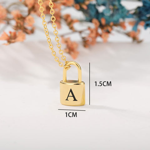Padlock Initial Lock Gold Chain Necklace