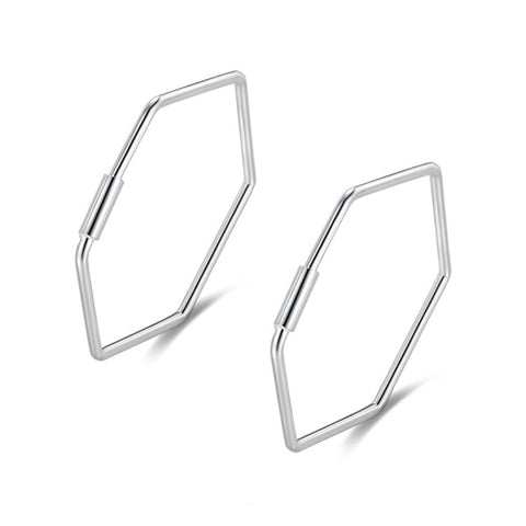 925 Sterling Silver Hexagon Hoop Earrings
