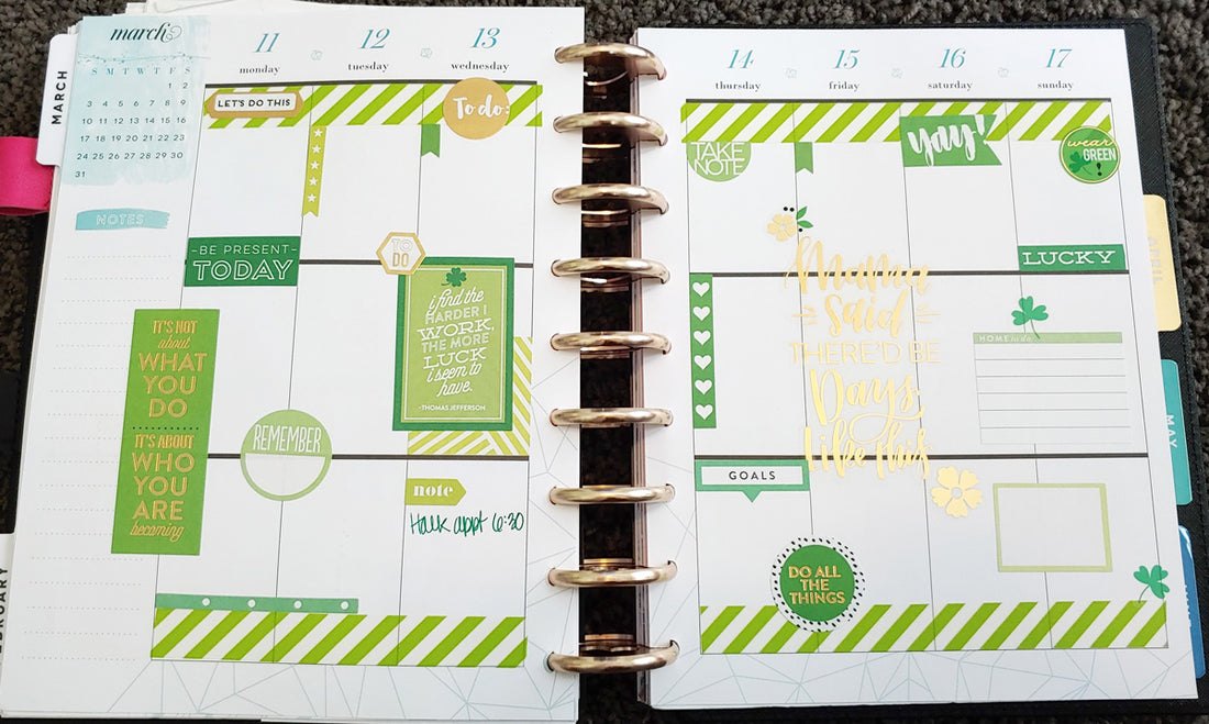 St. Patrick's Day March Weekly Planner Spread
