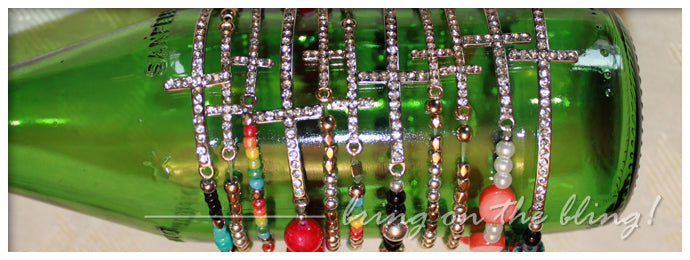 Beaded Sideways Cross Bracelets