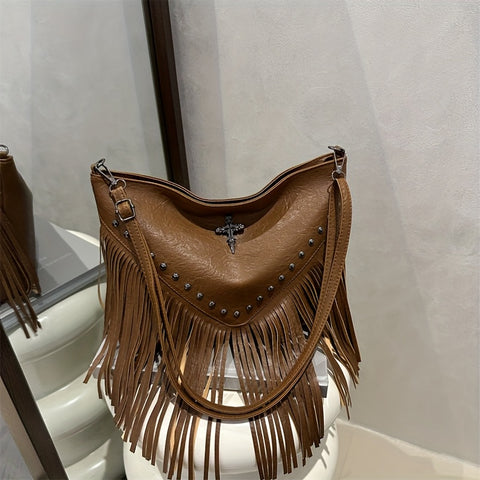 Fringe Cross Messenger Handbag