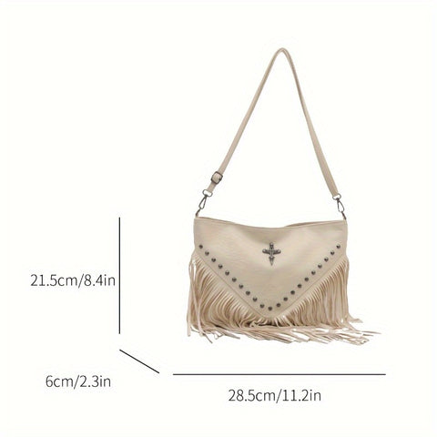 Fringe Cross Messenger Handbag