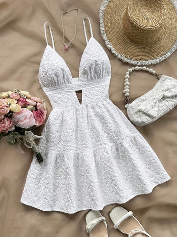 Sadie Deep V-Neck Lacey Dress