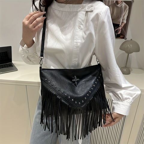 Fringe Cross Messenger Handbag