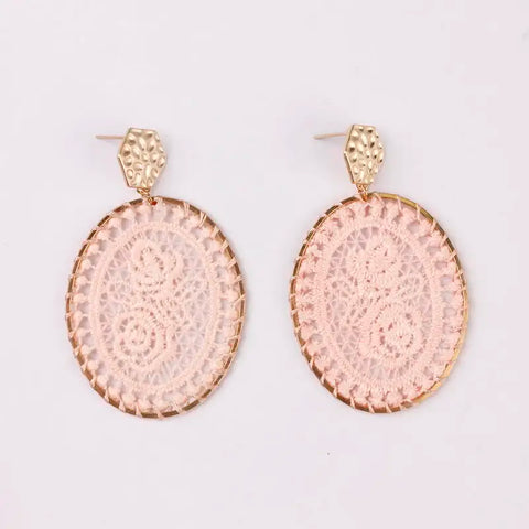 Grace Oval Lace Flower Earrings