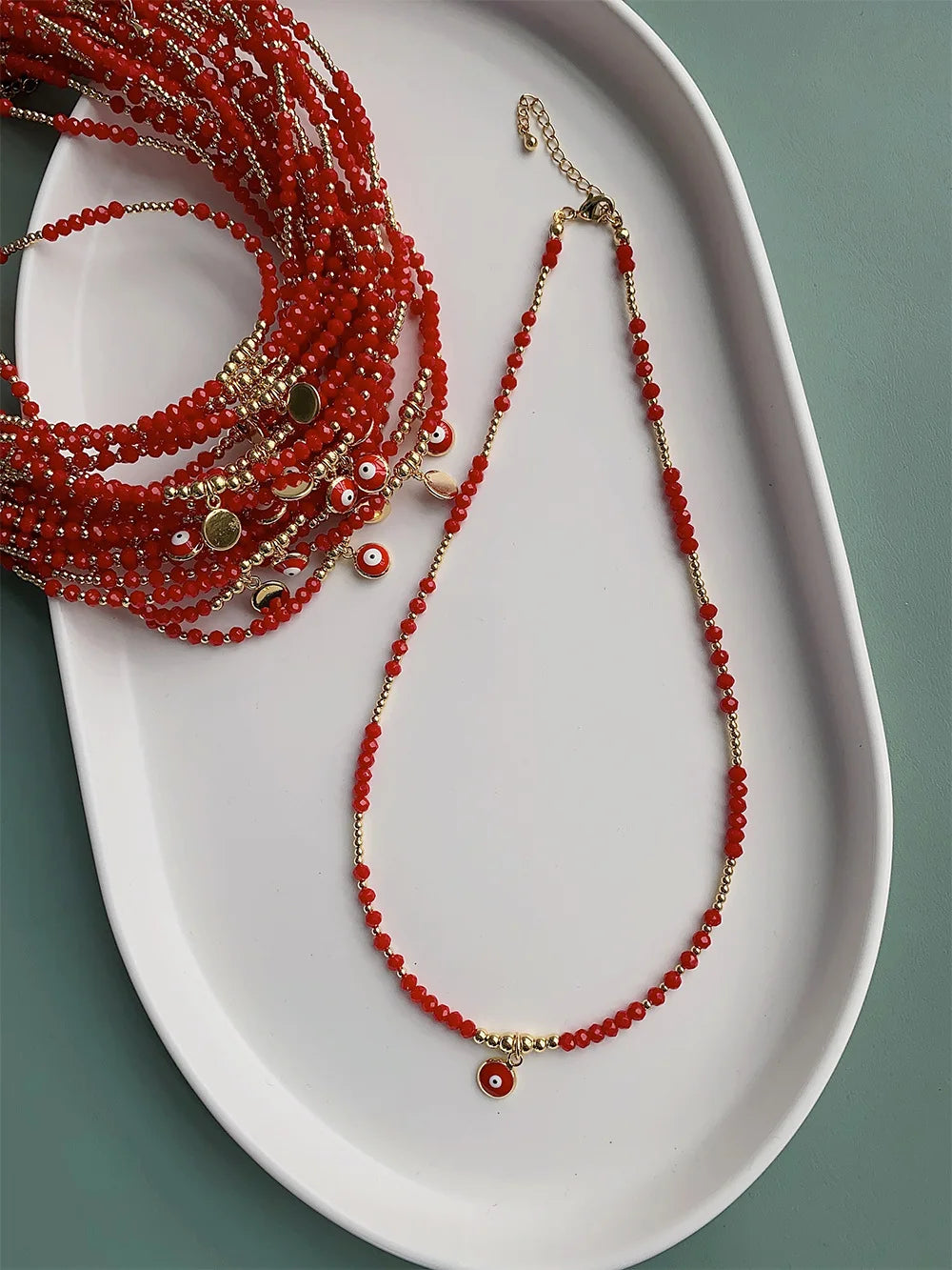 Blade Heart Double Layer Bohemian Beaded Necklace