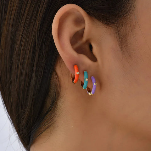 Carlotta Boho Bright Acrylic Huggie Earrings Set