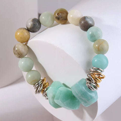 Aryia 10mm Amazonite Stone Bead Bracelet