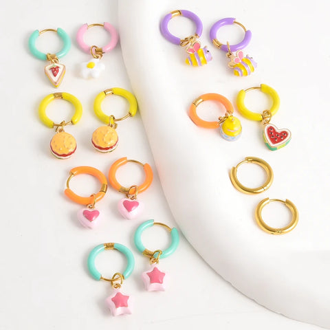 Dopamine Daydream Charm Hoops