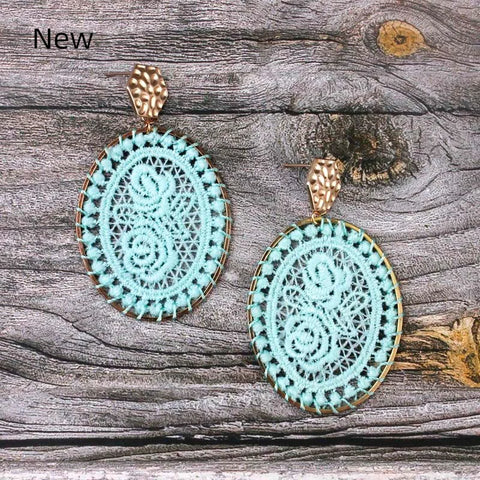 Grace Oval Lace Flower Earrings