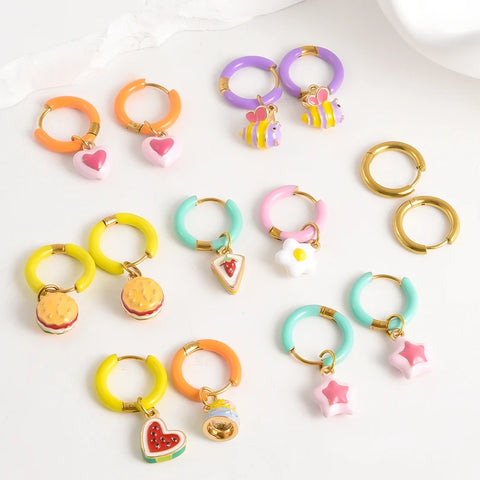 Dopamine Daydream Charm Hoops