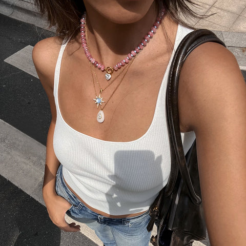 Golden Hour Stone Charm Necklace