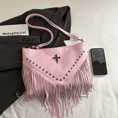 Fringe Cross Messenger Handbag