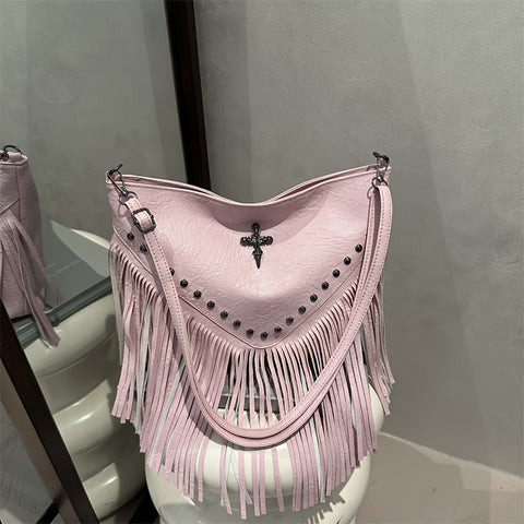 Fringe Cross Messenger Handbag