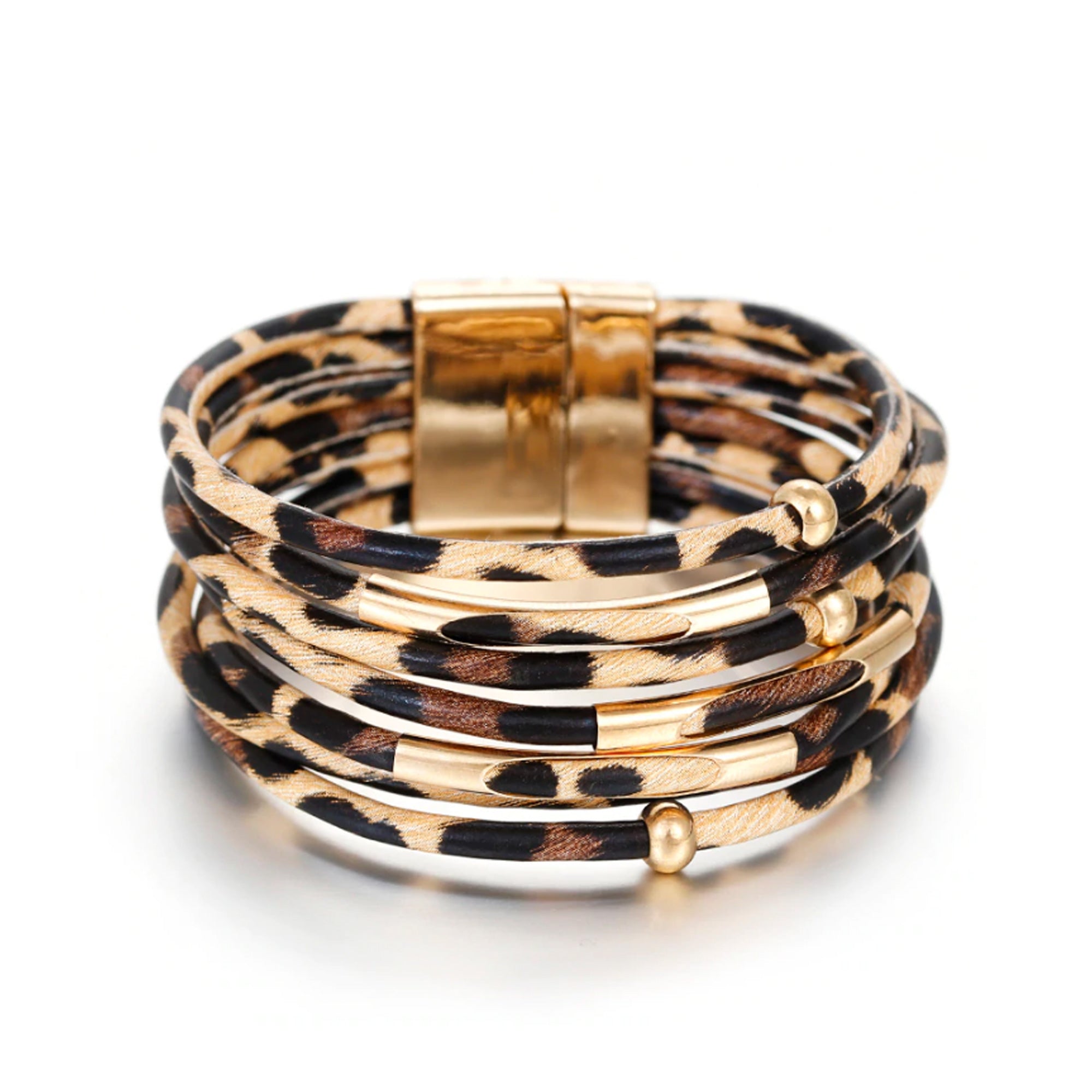 7 Strand Leopard Wrap Bracelet - 4 Colors
