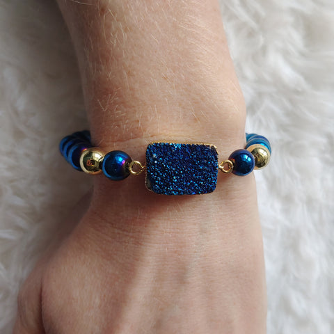 Galaxy Blue Mirror Druzy Bracelet
