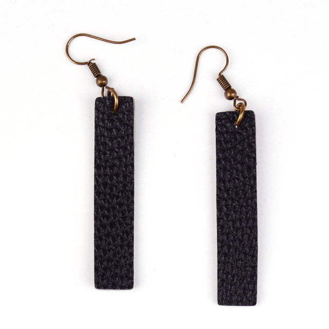 Black Leather Strip Earrings inspired by Joanna Gaines