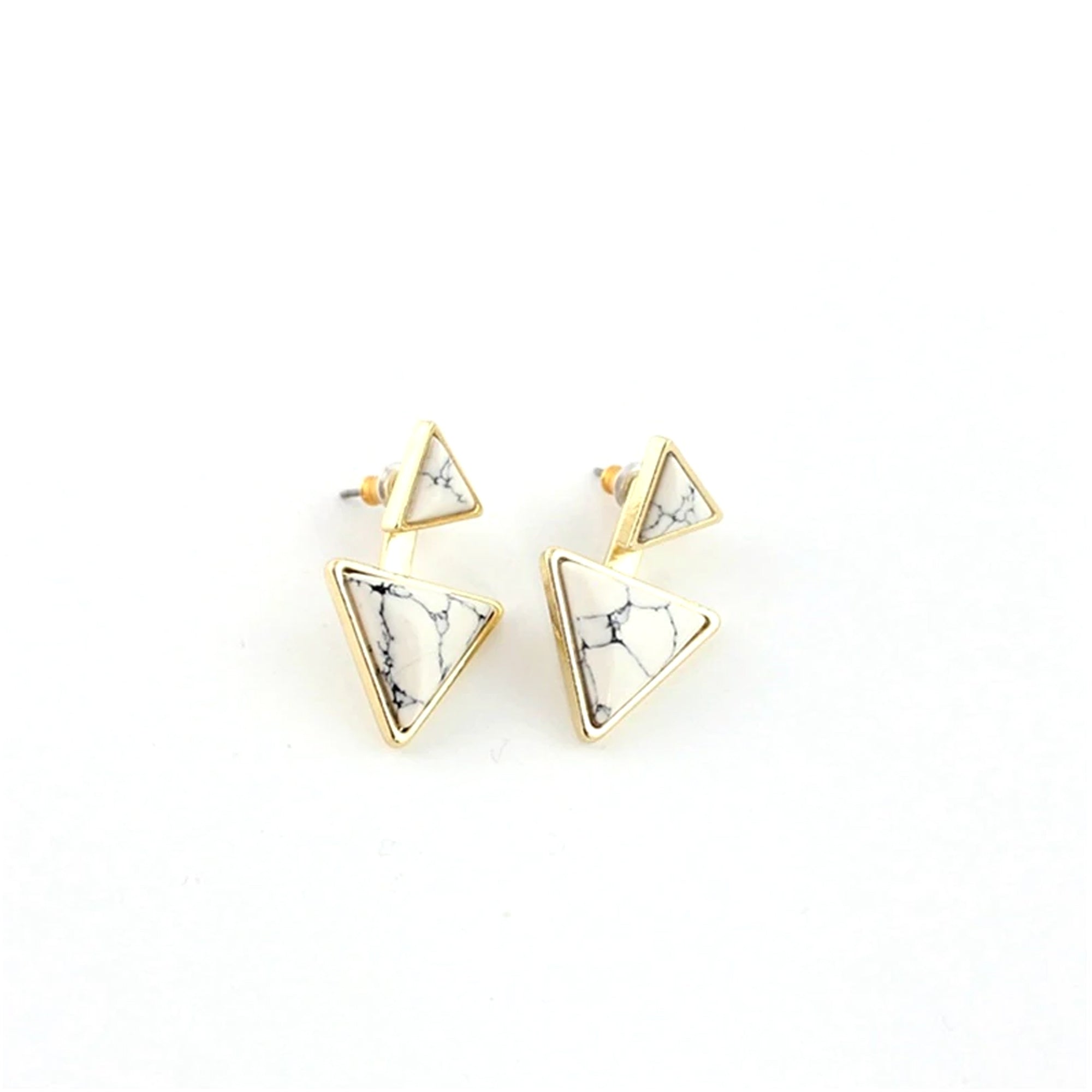 Dune Triangle Marble Peek a Boo Jacket Back Earrings