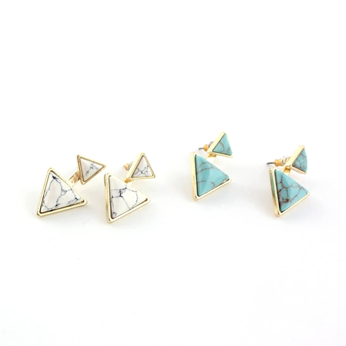 Dune Triangle Marble Peek a Boo Jacket Back Earrings