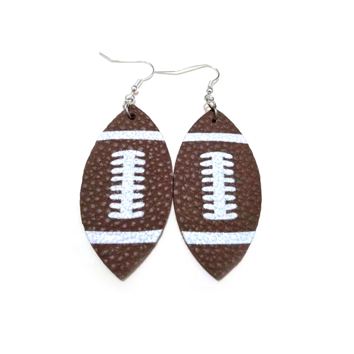 Football themed leather teardrop dangle earrings