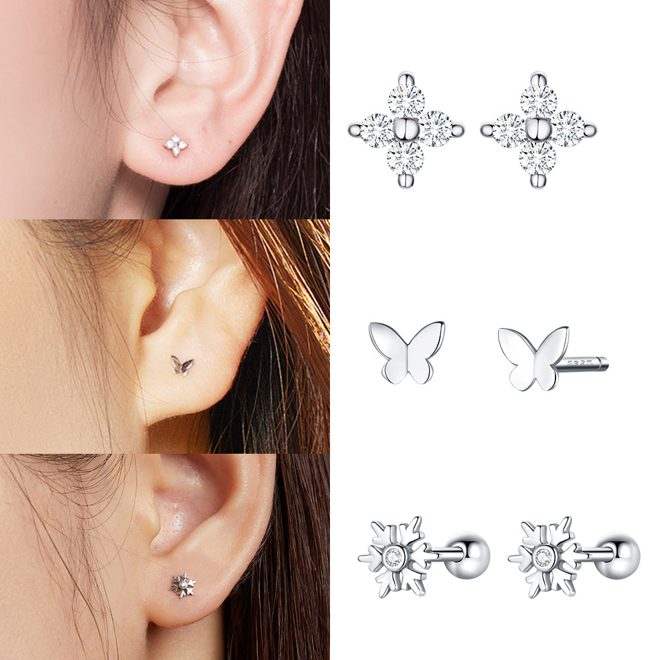 Snowflake 925 Sterling Silver Stud Earrings