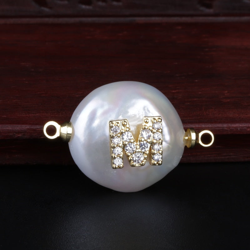 Adela Freshwater Pearl Initial Adjustable Bracelet in Gold or Silver