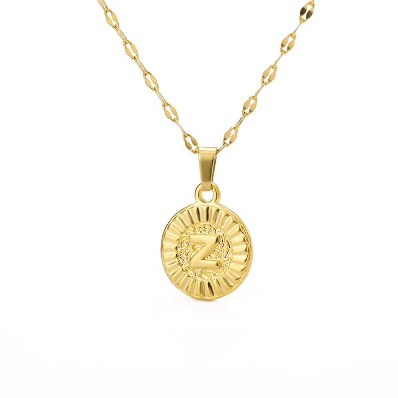 Chelsea Coin Initial Pendant Gold Necklace