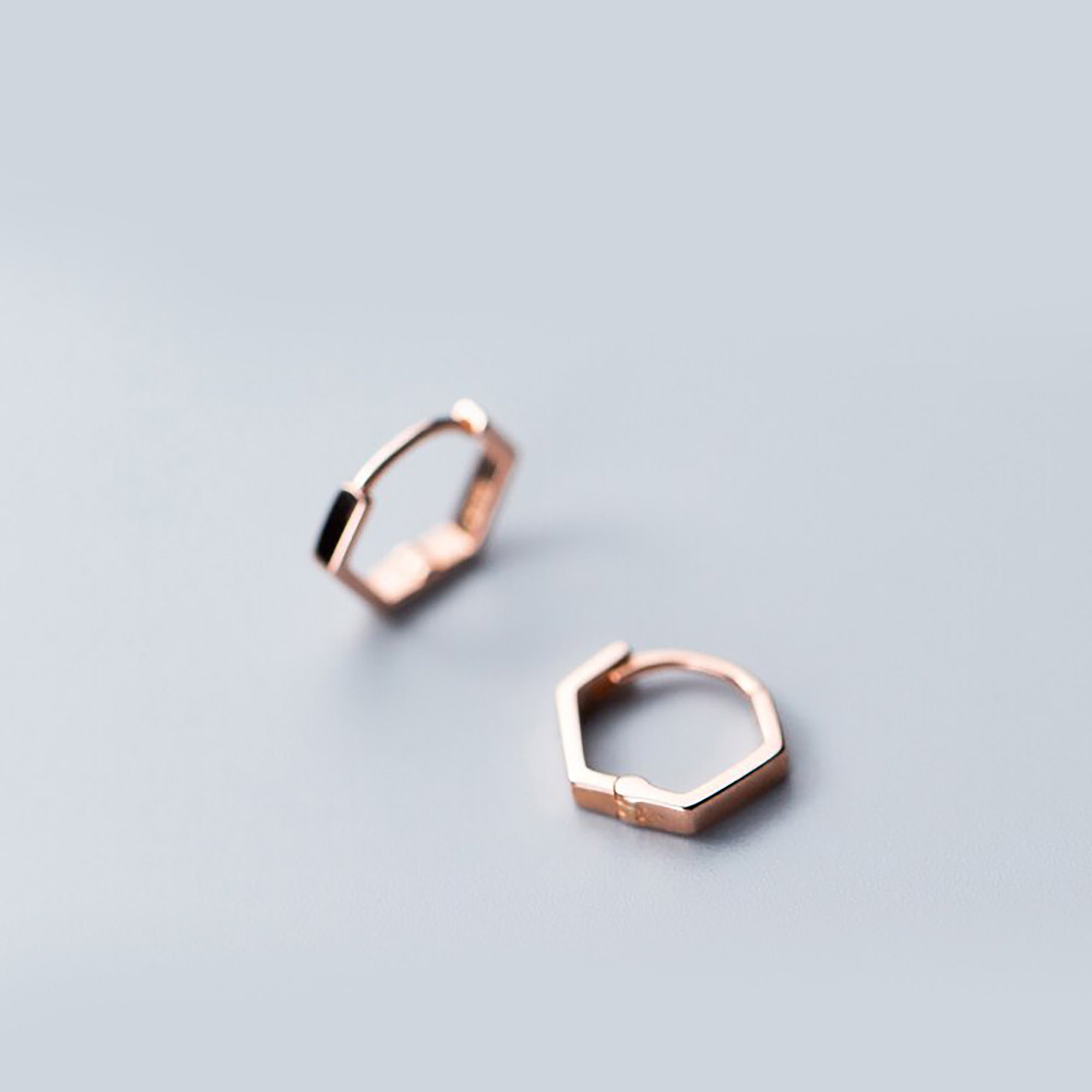 925 Sterling Silver Tiny Hexagon Hoop Earrings