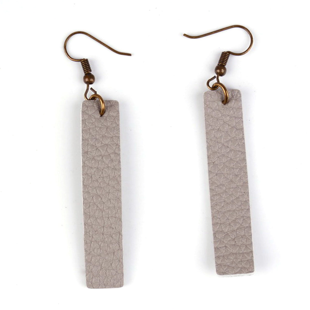 Metallic Charcoal Gray Leather Strip Earrings inspired by Joanna Gaines