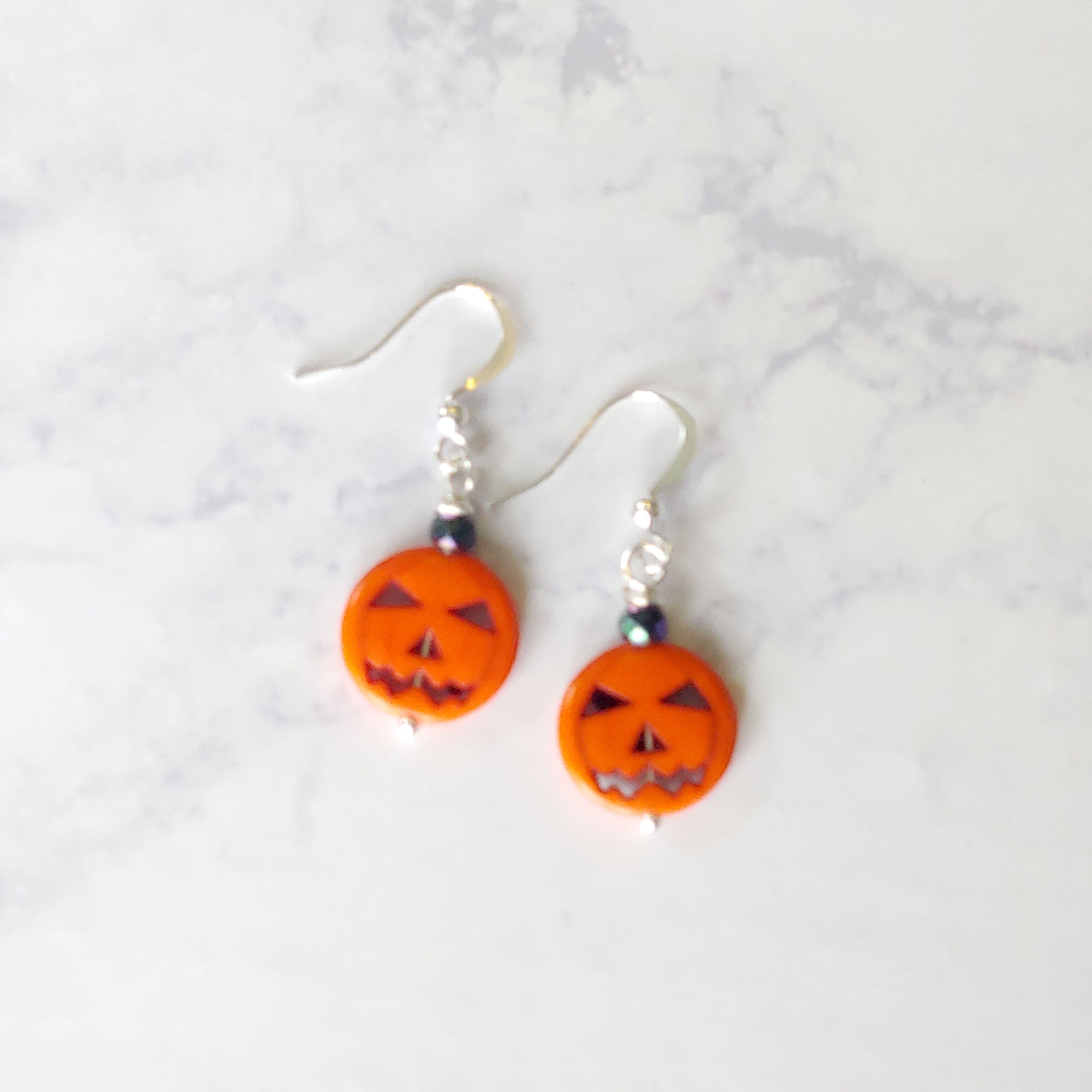 Jack O Lantern Dangle Orange Halloween Earrings