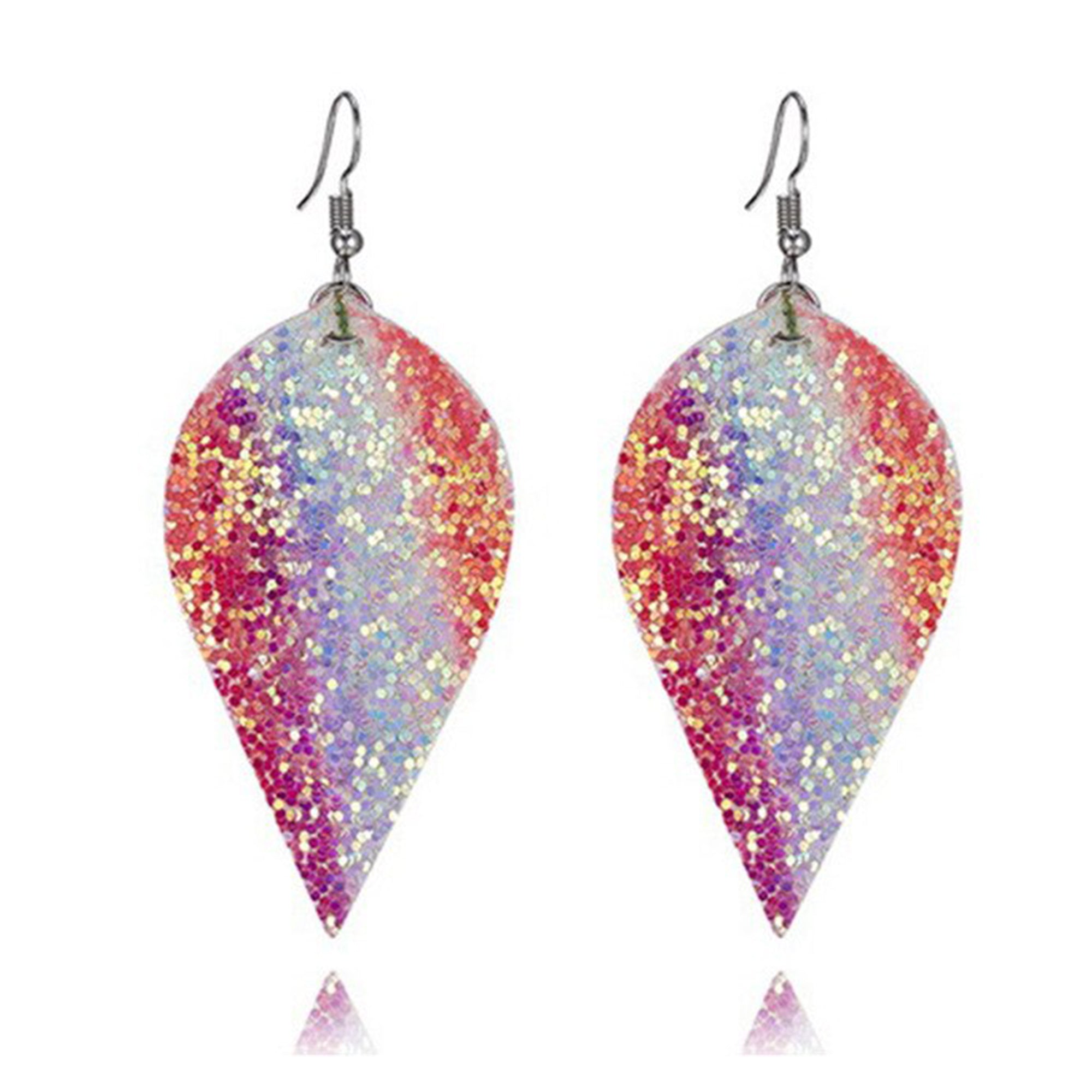 Pink ombre sparkle rainbow teardrop glitter earrings