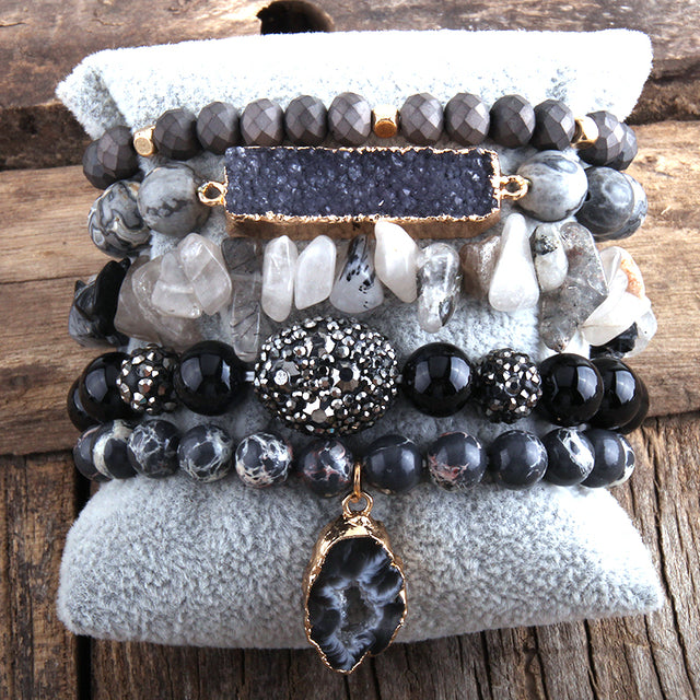 Coal Bracelet Stack - Set of 5 Bracelets