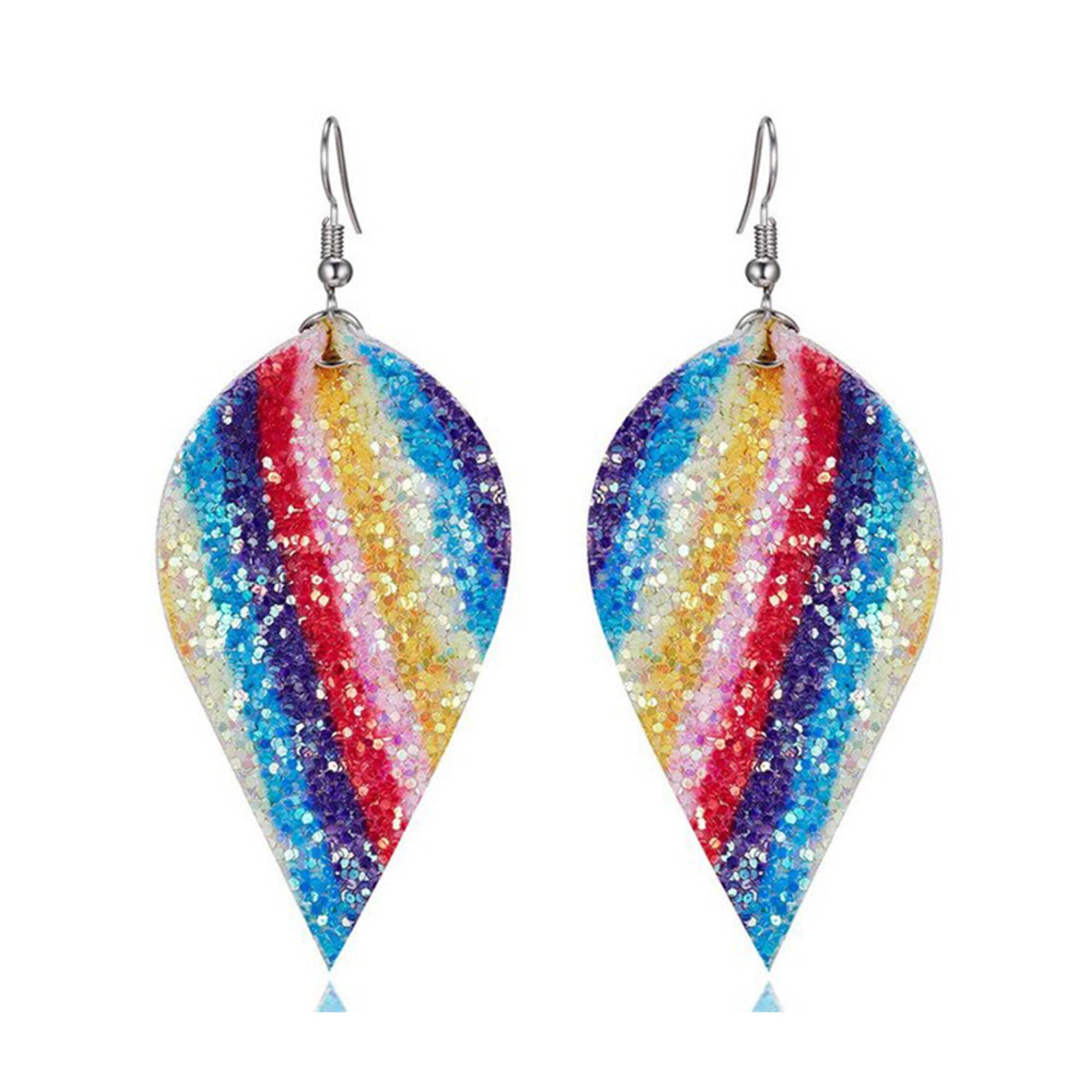Rainbow Glitter Teardrop Earrings