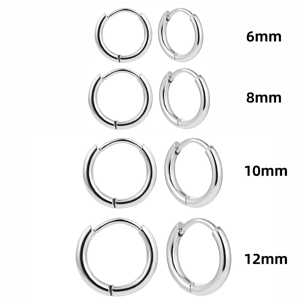 Simple Stainless-Steel Huggies in Silver or Gold - Set of 4