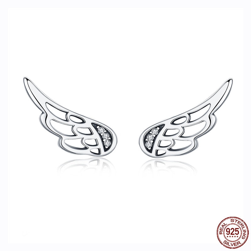 Angel Wing 925 Sterling Silver Stud Earrings