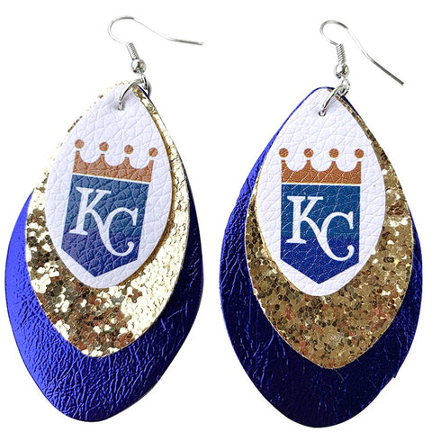 KC Royals Baseball Leather Earrings