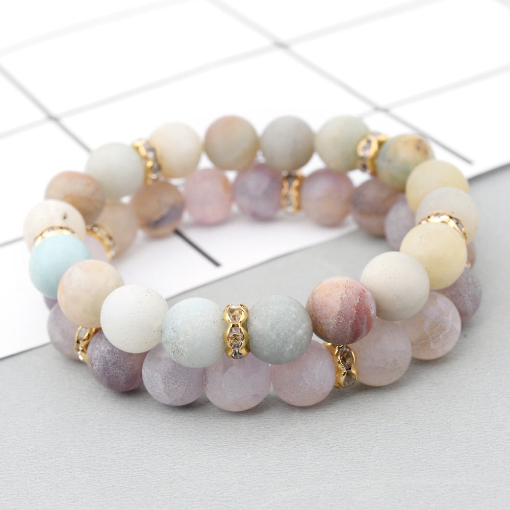 Dragon Agate Beaded Stretch Stacking Bracelet