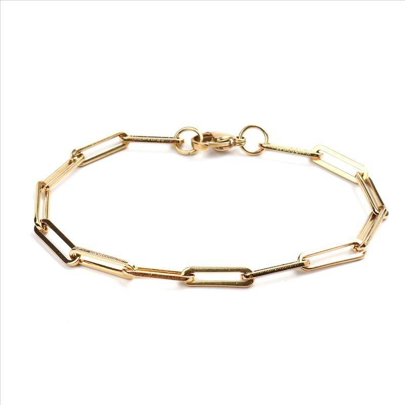 Paperclip Link Chain Bracelet in Silver or Gold