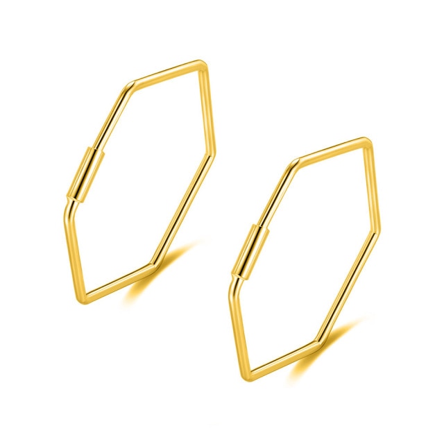 925 Sterling Silver Hexagon Hoop Earrings